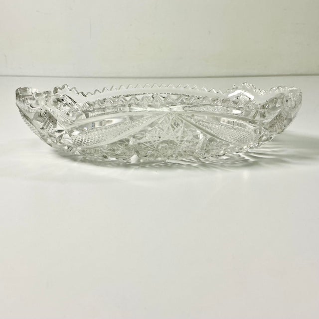 American Late 1800s Antique Boho Chic Hollywood Regency American Brilliant Cut Relish Serving Dish. For Sale - Image 3 of 11