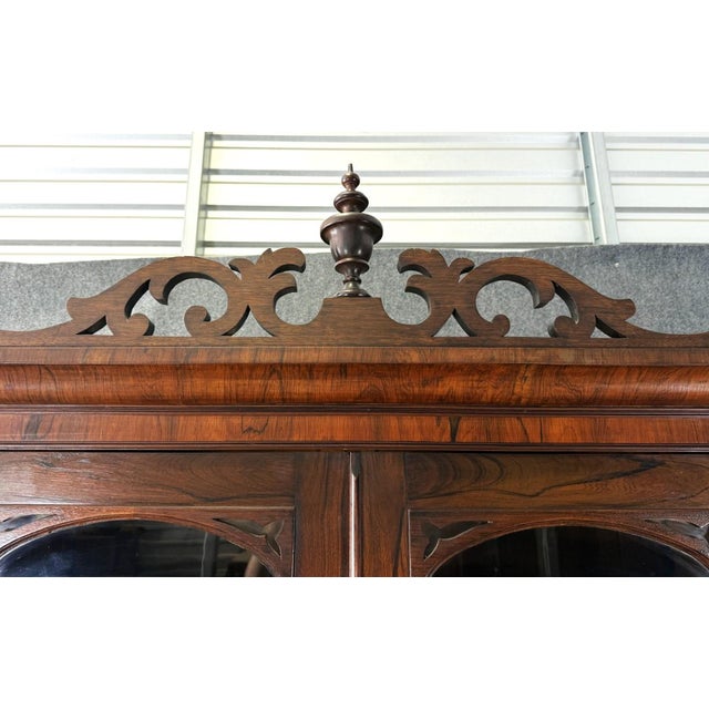 19th Century Rosewood Secretary Desk With Bookcase Top For Sale - Image 12 of 18
