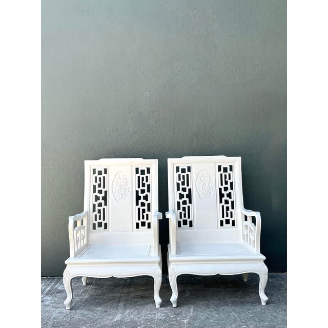 Vintage Asian Chinoiserie Lacquered Lounge Chairs - A Pair For Sale - Image 10 of 12