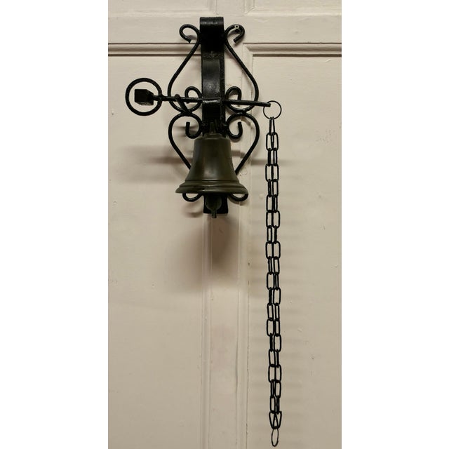 Antique Black Wrought Iron Alpine Front Door Bell, 1890s For Sale - Image 6 of 7