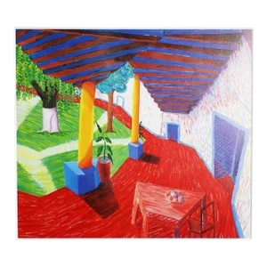"A Walk Around the Hotel Courtyard, Acatlan" Print From David Hockney's "A Bigger Book" (2016)