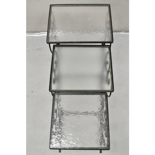 Mid 20th Century John Salterini Style Black Wrought Iron Maple Leaf Garden Nesting Tables - Set of 3 For Sale In Philadelphia - Image 6 of 11