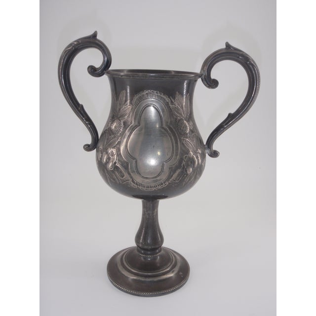 English Antique German Silver 2 Handled Trophy Urn Mantel Loving Cup For Sale - Image 3 of 7