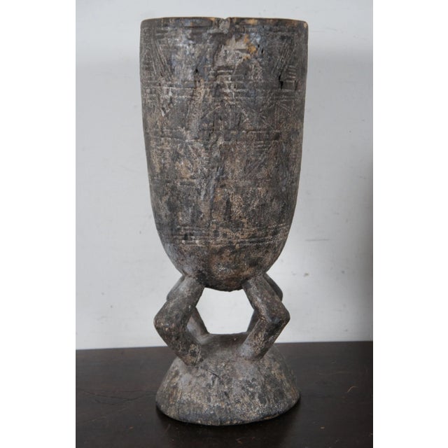 Gray Antique Early 20th Century African Mali Dogon Ceremonial Tribal Carved Container Lidded Vessel For Sale - Image 8 of 13