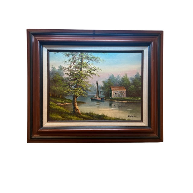 Late 19th Century Beautiful Landscape Oil Painting by W. Morris Framed For Sale - Image 9 of 10