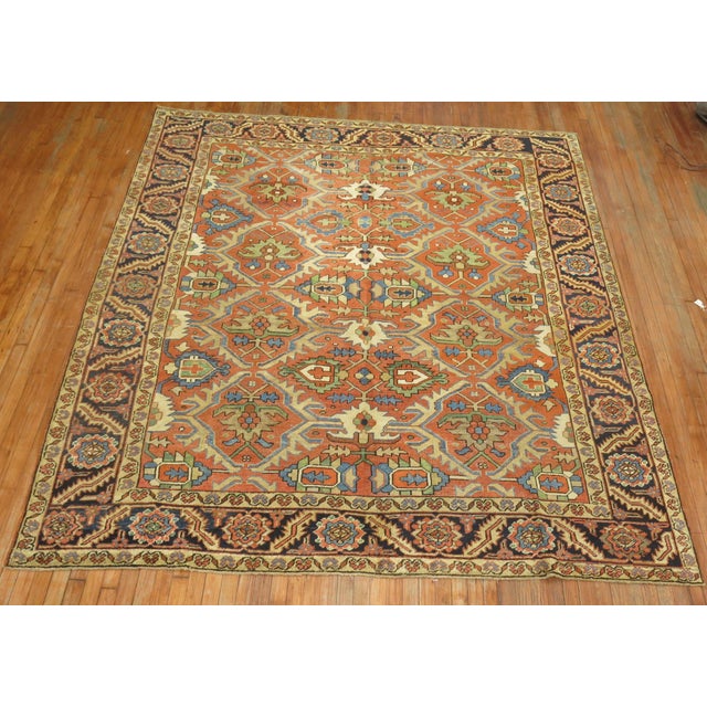 Antique Persian Heriz Karadja Square Oriental Rug For Sale In New York - Image 6 of 6
