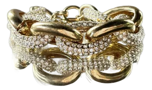 Y2k Ann Taylor Chunky Gold Chain Rhinestone Bracelet