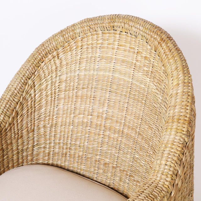 2020s Wicker Drapery Ghost Armchairs For Sale - Image 5 of 8