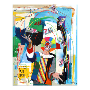 Fuck Off I Am Rich - Original Contemporary Pop Art Mixed Media Painting on Canvas by Fabio Coruzzi