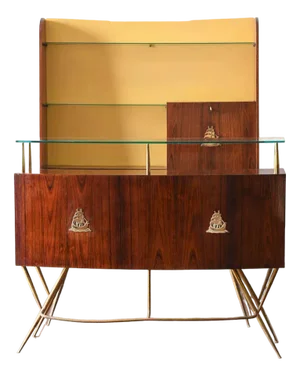 Mid-Century Bar Counter in Brass and Glass, 1950s, Set of 2