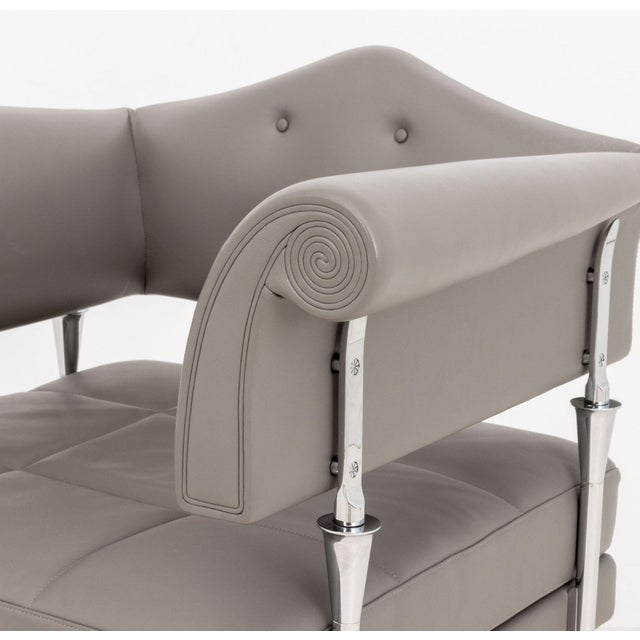 Metal Luca Scacchetti for Poltrona Frau "Hydra Enif" Arm Chairs, Pair For Sale - Image 7 of 11