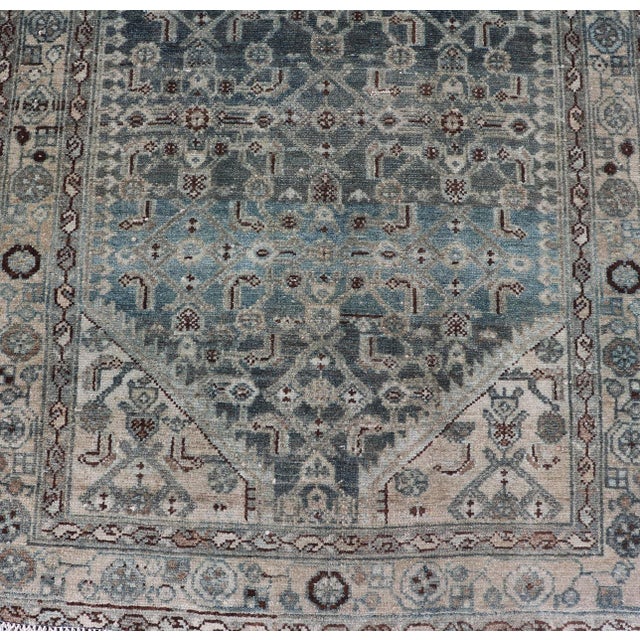 Early 20th Century Antique Malayer Persian Long Runner in Blue's With All-Over Design 3'8 X 17'4 For Sale - Image 5 of 14