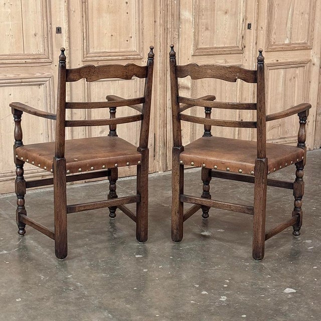 Mid 20th Century Set of Ten Country French Oak Dining Chairs in the Louis XIII Style, Includes 2 Armchairs For Sale - Image 5 of 13
