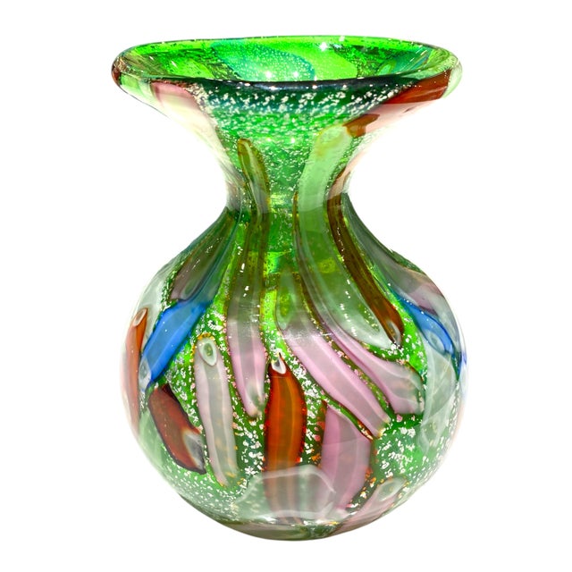 Arte Vetraria Muranese Murano Arte Vetraria Muranese AVeM Hand Blown Tutti Frutti Art Glass Vase For Sale - Image 4 of 15