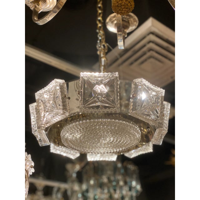 1940s French Cut Crystal Light Fixture For Sale In New York - Image 6 of 13