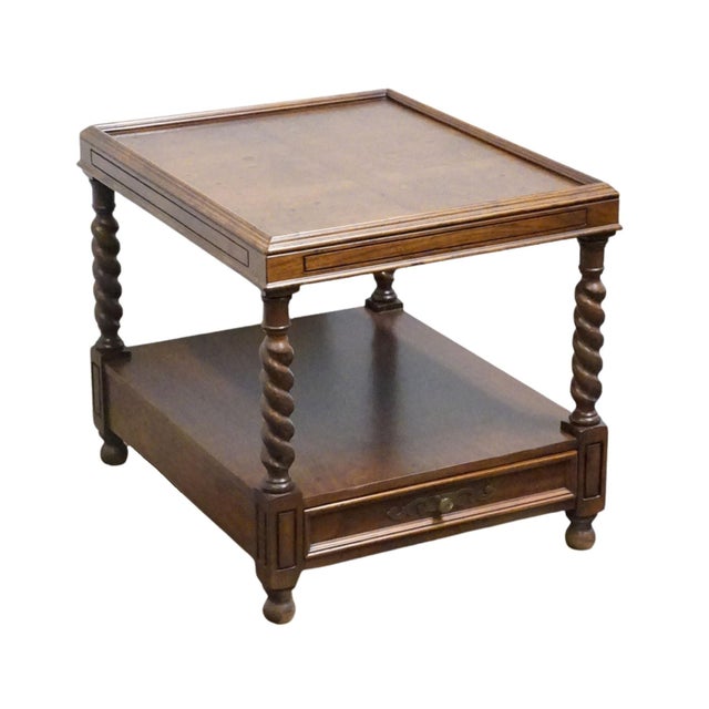Hekman Furniture Hekman Furniture Solid Walnut & Birds Eye Maple 22" Accent End Table W. Rope Twist Legs For Sale - Image 4 of 12