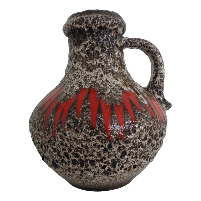 Glazed Lava Ceramic Handled Vase from Scheurich, Germany, 1970s For Sale