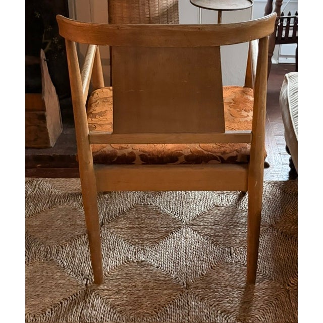 Wood Mid Century American of Martinsville Curved and Caned Back Arm Chair, Signed For Sale - Image 7 of 10