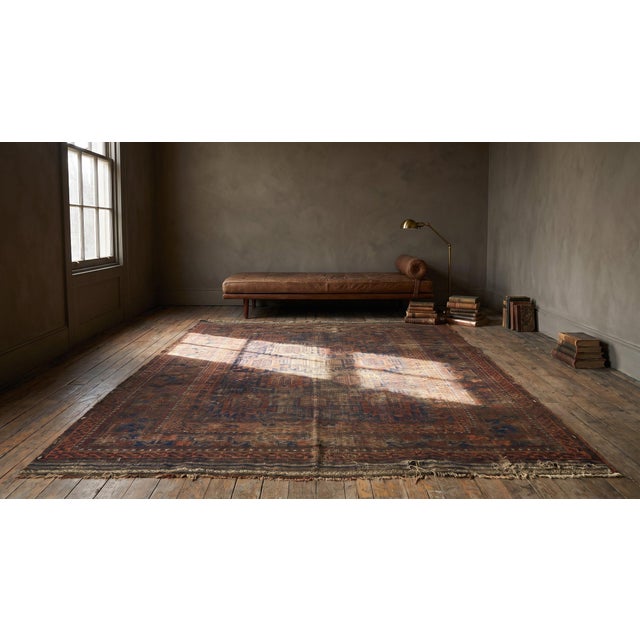 1890s Blue Navy Rustic Antique Persian Baluch Rug 6' X 8'4" Handknotted Wool Carpet For Sale - Image 12 of 13