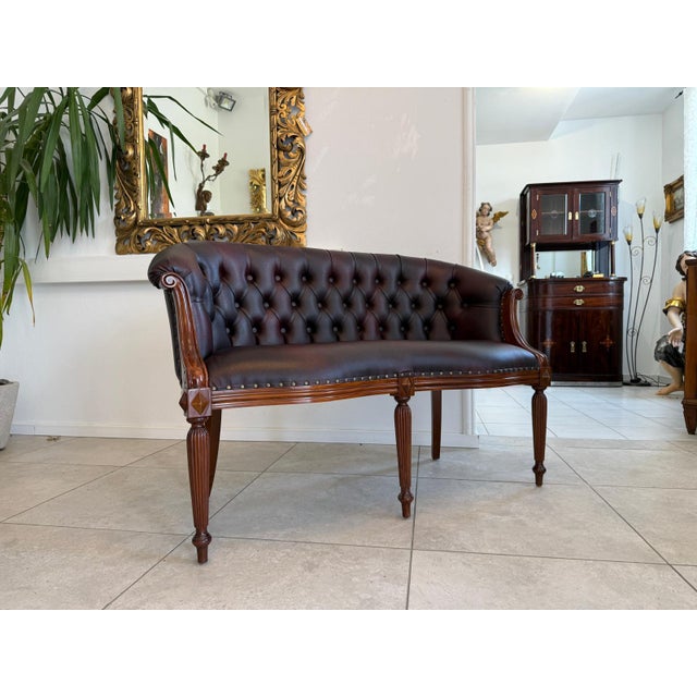 Animal Skin Chesterfield Two Seater Club Sofa in Oxblood by Kultmöbel, 2000s For Sale - Image 7 of 9