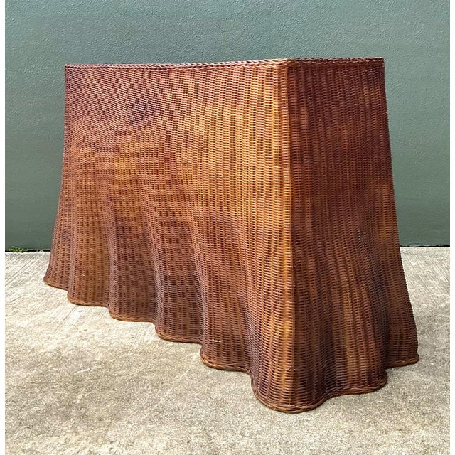 Vintage Woven Rattan Ghost Console Table For Sale - Image 4 of 18
