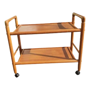 1960s Danish Modern Two Tier Teak Cocktail Trolley Serving Bar Cart