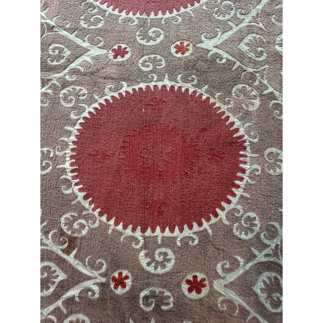Mid-Century Modern 1970s Large Red Suzani Wall Hanging Bedspread 7'7'' X 11' For Sale - Image 3 of 9