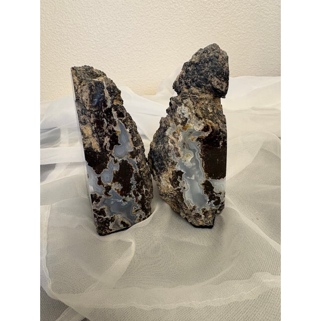 Folk Art Antique Thundered Geode Bookends-a Pair For Sale - Image 3 of 5