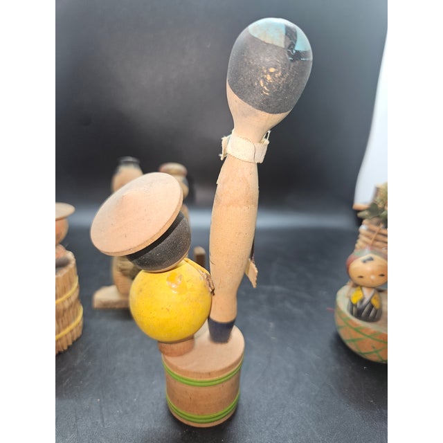 Wood Early Vintage Kokeshi/Sakunami Doll Lot of Four, Handmade Japanese Ornamental For Sale - Image 7 of 10
