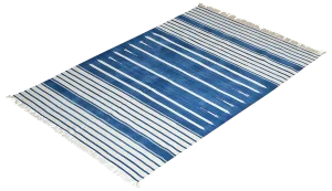 Water Lily Rug, 9x12, Blue & White