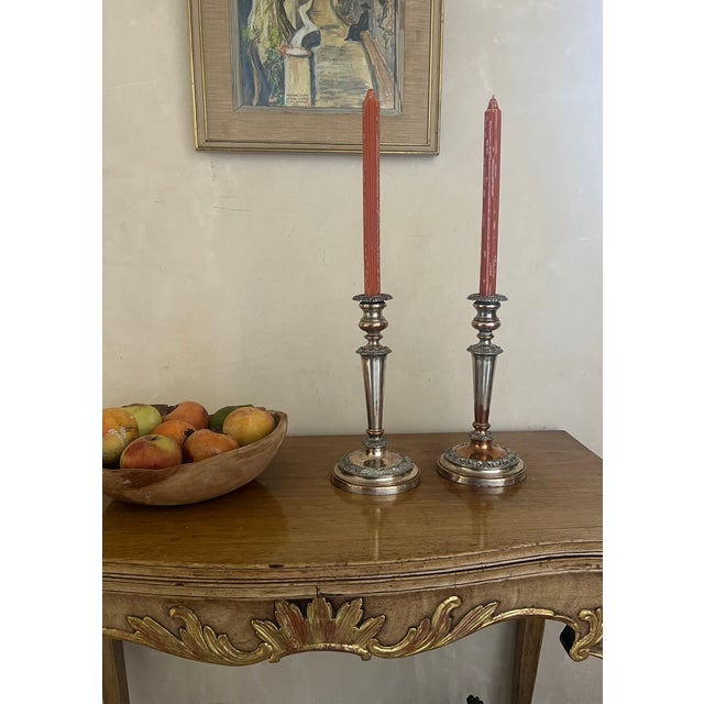 Traditional George IV Silverplate & Copper Candlesticks, C. 1814 For Sale - Image 3 of 7