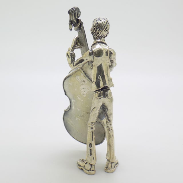 Vintage Italian Genuine Silver Cellist Large Figurine from Arezzo Toscane, 1970s For Sale - Image 12 of 18