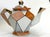 1920s Art Deco Teapot With Geometric Orange and White Pattern and Gold Luster Accents For Sale In Chicago - Image 6 of 16