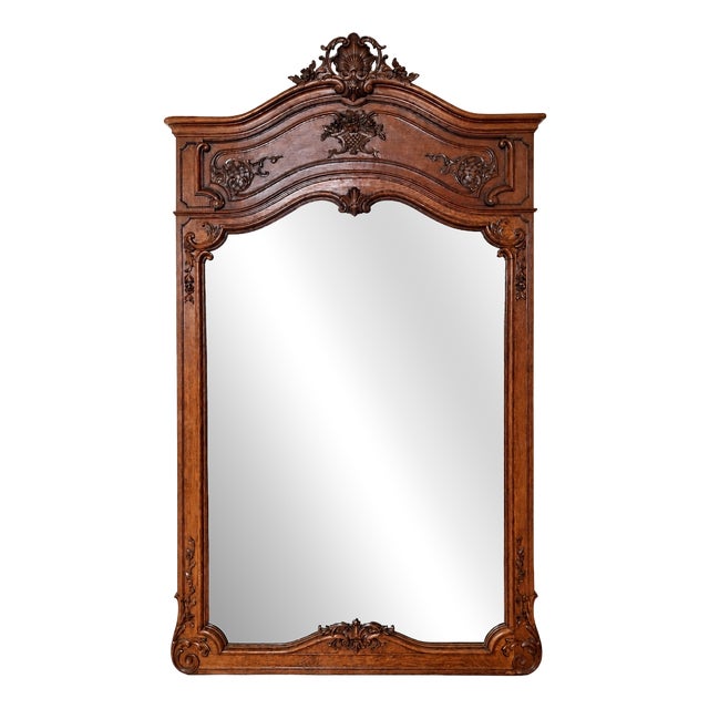 Large Vintage Oak Fireplace Mirror, 1940 For Sale
