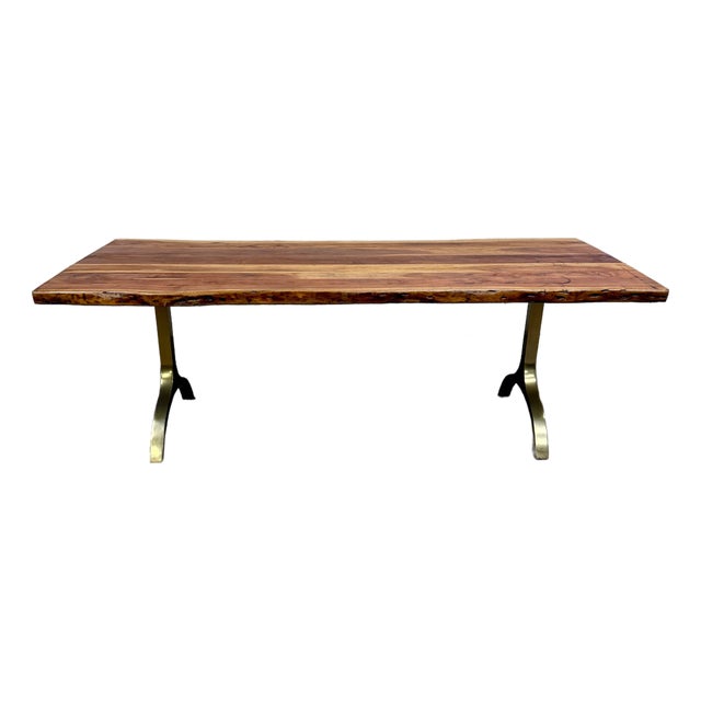 West Elm Live Edge Acacia Wood Dining Table For Sale