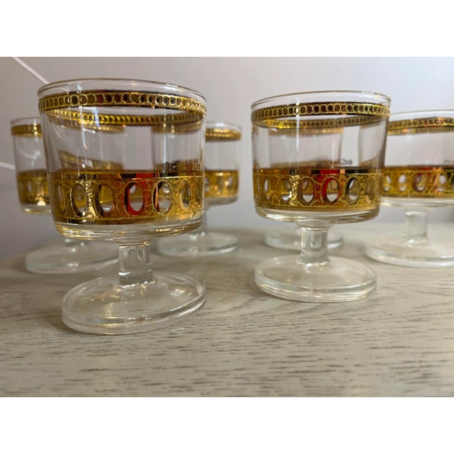 Glass 1960s Culver Antigua 22k Gold Mid-Century Cordial Glasses- Set of 6 For Sale - Image 7 of 8