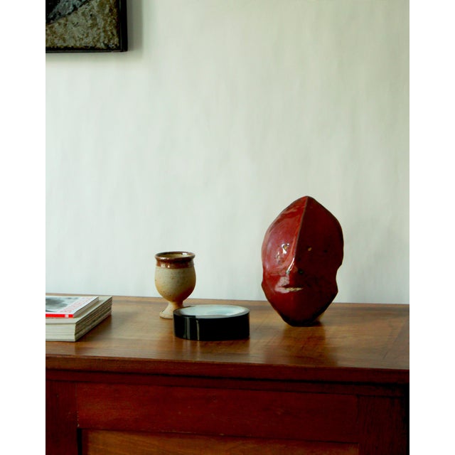 1970s Mask in Red-Toned Glazed Ceramic in the style of Accolay, 1970s For Sale - Image 5 of 7