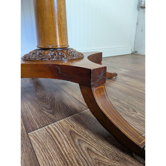 Vintage Regency-Style Drum Table With Leather Top For Sale - Image 9 of 13