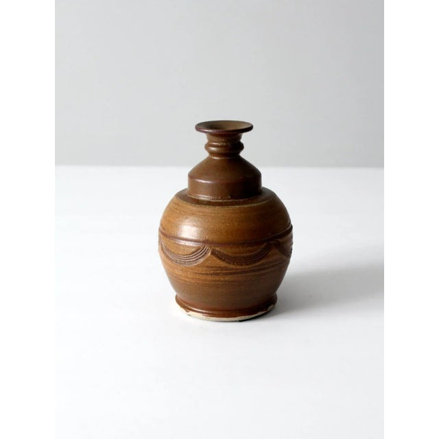 Contemporary Vintage Bottleneck Studio Pottery Vase For Sale - Image 3 of 8