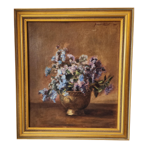 Antique American Oil Painting Still Life Lilacs - Signed and Dated 1912, Framed