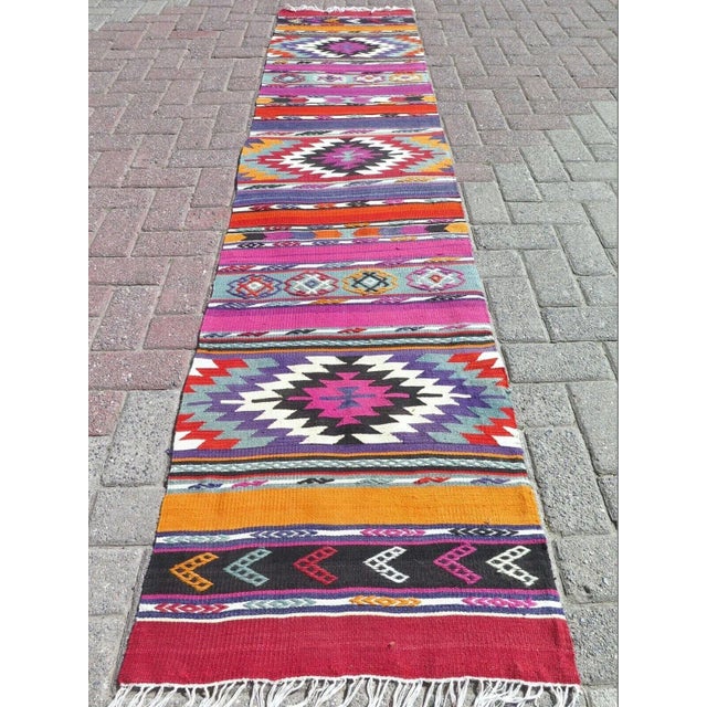 1960s Vintage Turkish Handknotted Kilim Runner -22"x103" For Sale - Image 13 of 13