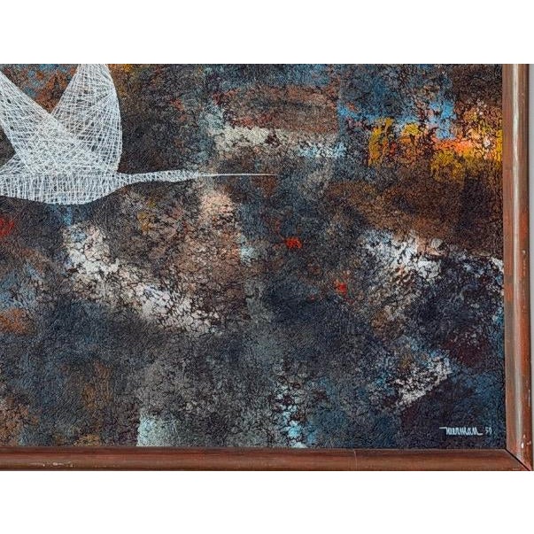 Original Leonardo Nierman Painting Bird in Flight Large 1959 Oil on Masonite Modernist Statement Piece - 50” X 41” For Sale - Image 9 of 14