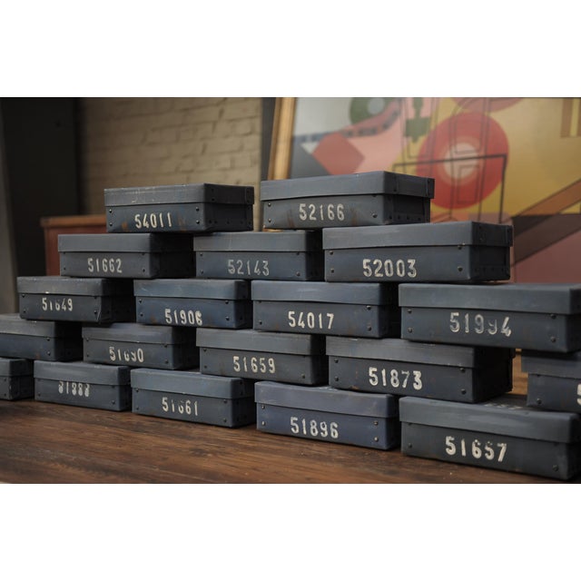 French Bank Ingot Boxes in Blue, 1940s, Set of 7 For Sale - Image 12 of 14