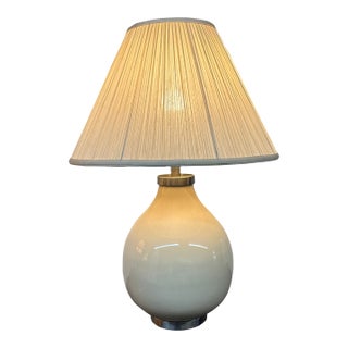 Mid 20th Century Gourd Shaped Crackle Finish Table Lamp, Cream For Sale
