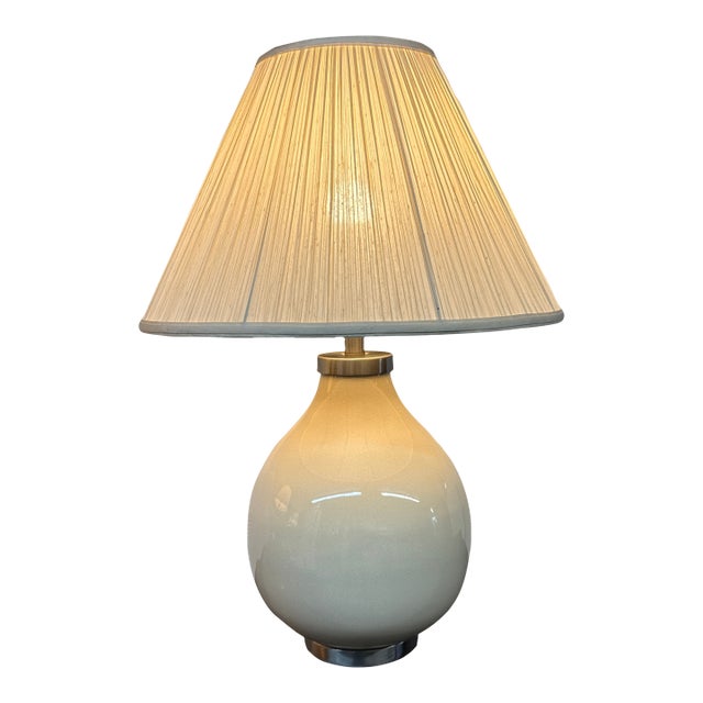 Mid 20th Century Gourd Shaped Crackle Finish Table Lamp, Cream For Sale