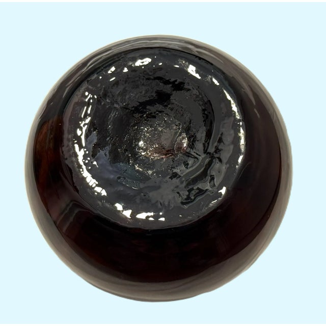 Purple Hand‑Blown Amethyst Art Glass Vase With Ruffled Rim For Sale - Image 8 of 8
