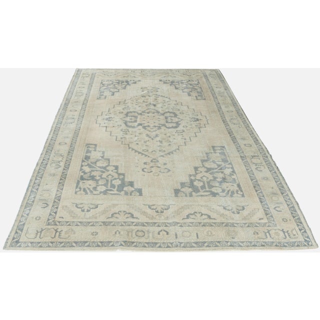 Tan Vintage Turkish Oushak Rug 6'2 X 9'8 For Sale - Image 8 of 9