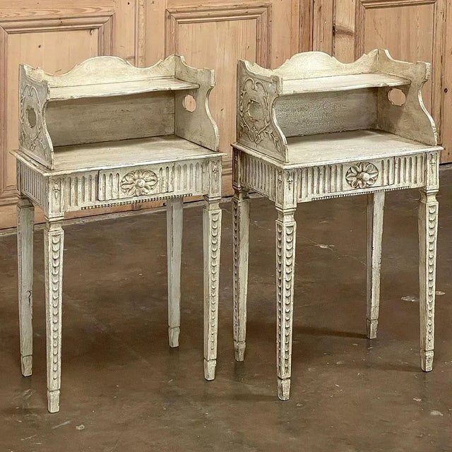 Pair 19th Century Country French Louis XVI Painted Nightstands For Sale - Image 13 of 13