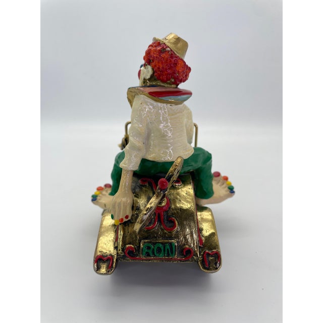 Late 20th Century Vintage Ronald A. Lee 24k Gold-Plated Hand-Painted Clown in Wind-Up Car Sculpture, C. 1979–1981 For Sale - Image 5 of 15