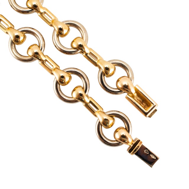 Late 20th Century Vintage Cartier Nouveau JCC 18k Yellow & White Gold Horsebit Link Bracelet For Sale - Image 5 of 8